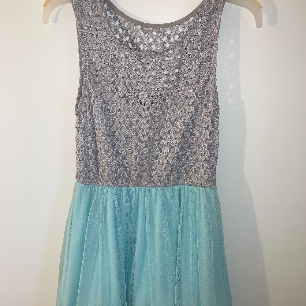 Gray and mint green dress